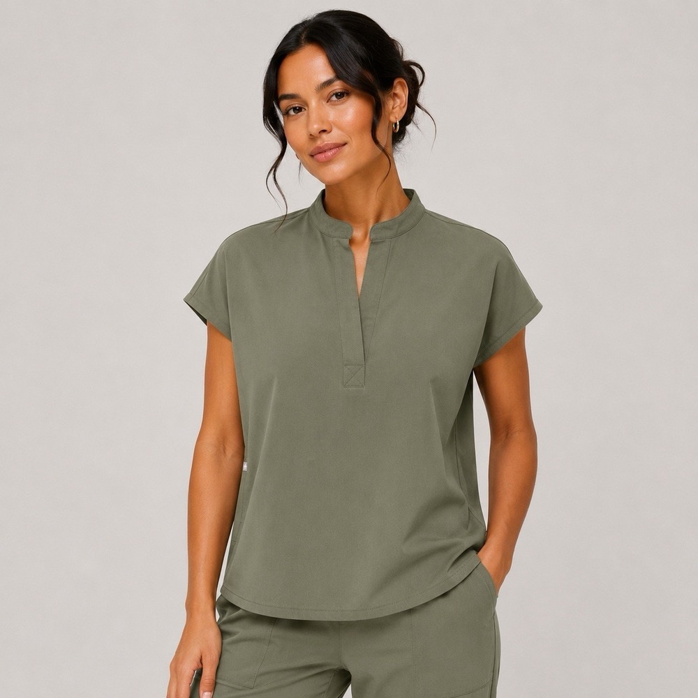 FIGS Rafaela Womens XL Green Scrub Top Oversized Boxy Healthcare Workwear